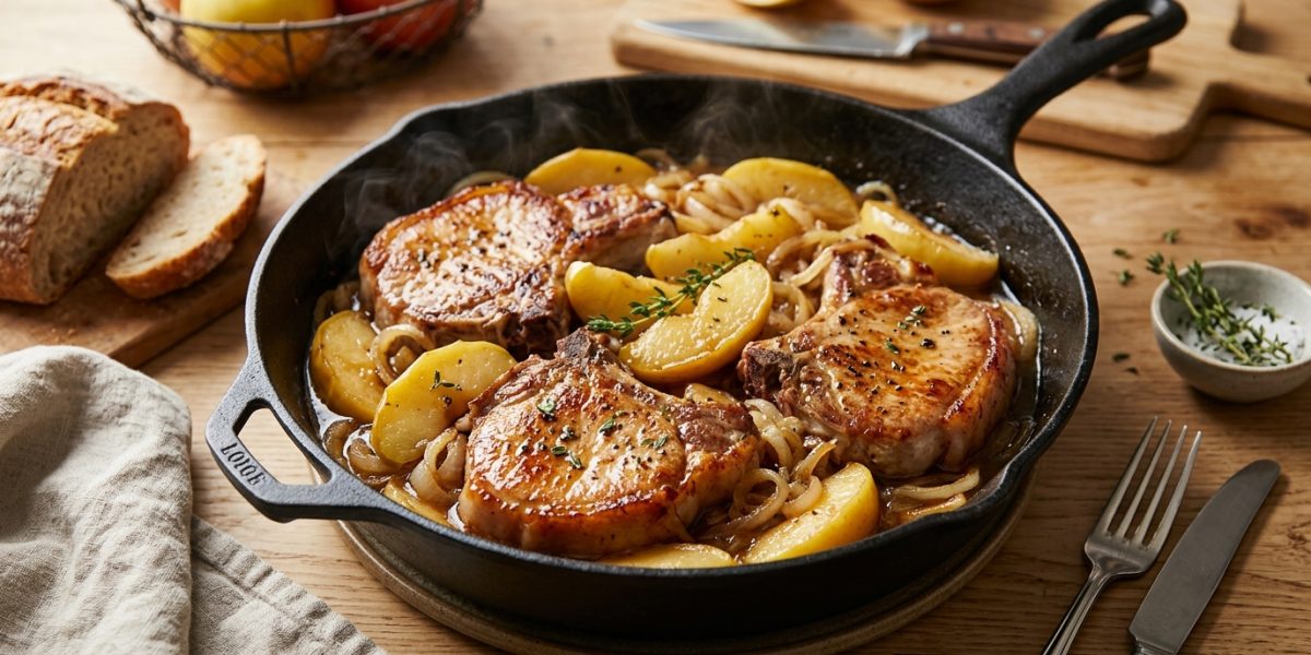 Côte de Porc aux Pommes Caramélisées à la Poêle