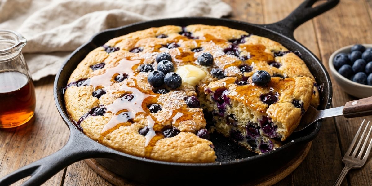 Gâteau aux Myrtilles Façon Pancake Géant à la Poêle