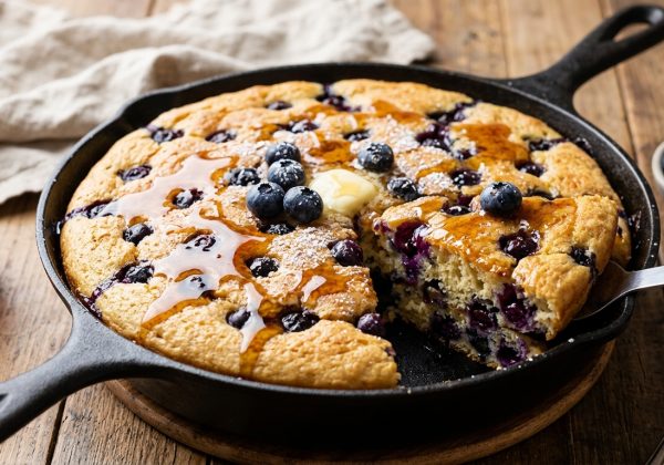 Gâteau aux Myrtilles Façon Pancake Géant à la Poêle