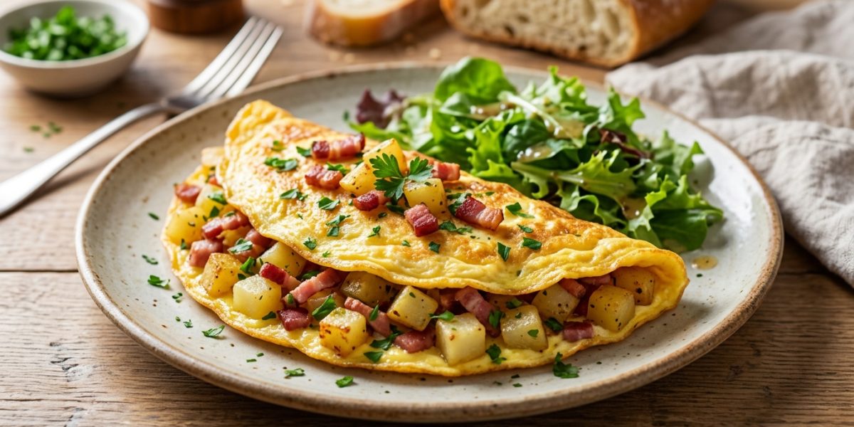Omelette Express Pommes de Terre, Lardons et Persil