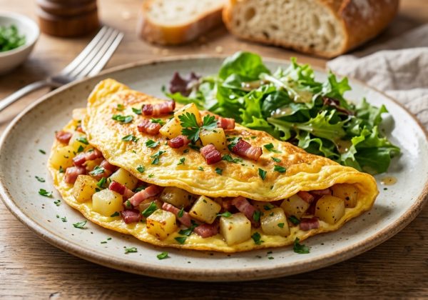 Omelette Express Pommes de Terre, Lardons et Persil